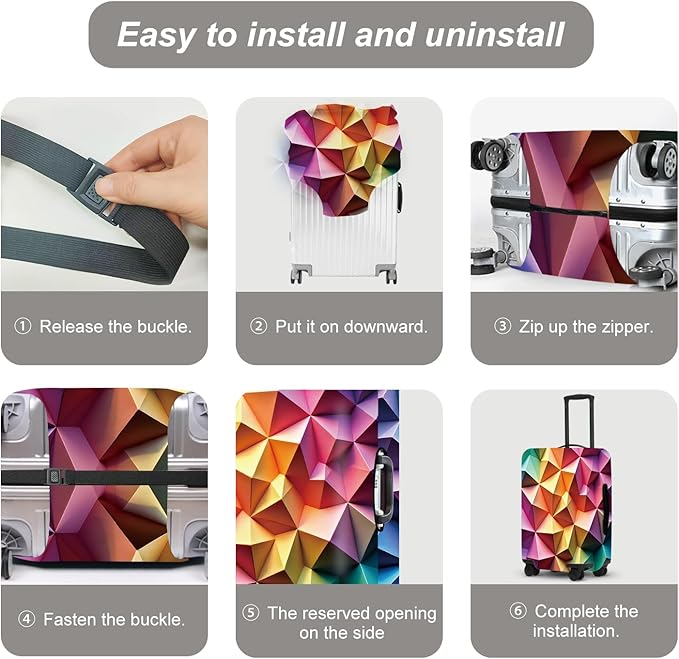 Abstract Geometric Luggage Cover, Gradient Polygons Waterproof Anti-Scratch Suitcase Protector, Modern Travel Case