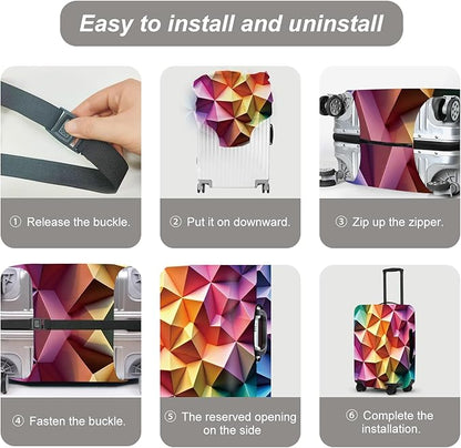Abstract Geometric Luggage Cover, Gradient Polygons Waterproof Anti-Scratch Suitcase Protector, Modern Travel Case