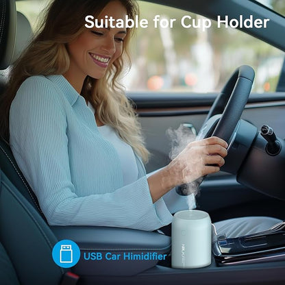 Portable Mini Humidifier, KQLKJ 350ml Small Cool Mist Humidifier, USB Personal Desktop Humidifiers for Bedroom Car Office Travel with Auto Shut-Off & 2 Mist Modes (Blue)