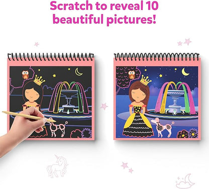 Skillmatics Scratch Art Book for Kids - Unicorns & Princesses, DIY Craft Kits, Christmas Stocking Stuffers, 30+ Scratch Stickers, Travel Toys, Gifts for Girls & Boys Ages 3, 4, 5, 6, 7, 8