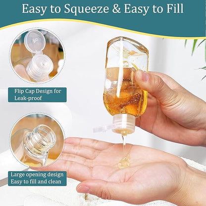 Cosywell Travel Shampoo Bottles 5pcs 3.4oz TSA Approved Travel Bottles for Toiletries Leak Proof Small Plastic Squeeze Bottle Refillable Lotion Containers with Flip Cap(Clear)