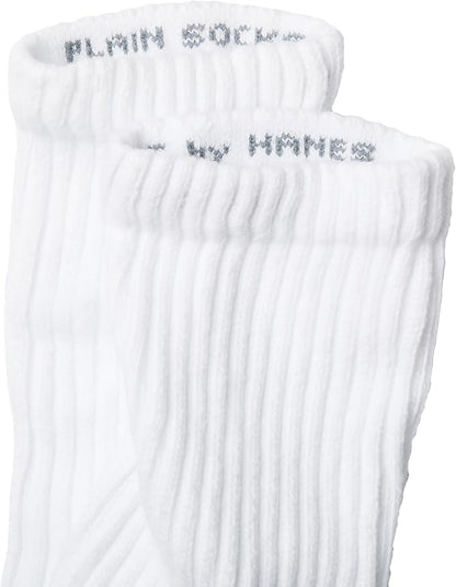 Hanes Unisex Plain White Socks Pack or Plain Black Socks Pack, Men's, Women's & Teen Sizes, Crew and Ankle 6-Packs