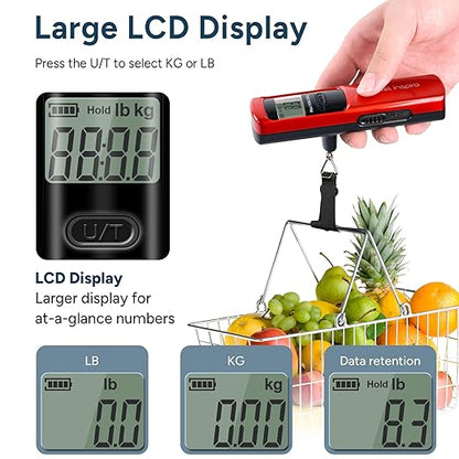 Battery-Free Luggage Scale, Suitcase Scale for Travel, 110 lbs/50 kg, Portable Handheld Weight Scale, No Batteries Needed