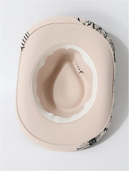 WDIRARA Women's Cowboy Hat Cow Print Western Cowgirl Hats Travel Vacation