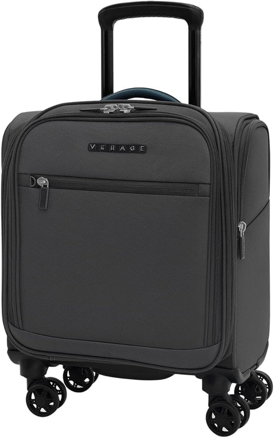 Verage Under Seat Luggage with Wheels, Softside Small Suitcase Spinner Carry On Luggage Bags for Airlines Airplanes Short Trip Men Women (Grey, 14-Inch Underseat)