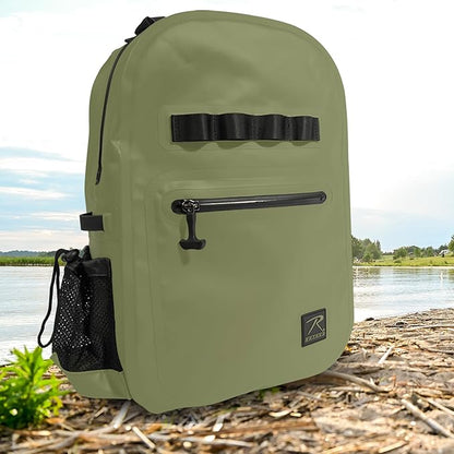 Rothco Waveguard Waterproof Backpack – Dry Storage Bag Hiking Boating Kayaking Canoeing Travel Beach Sack - Desert Sand