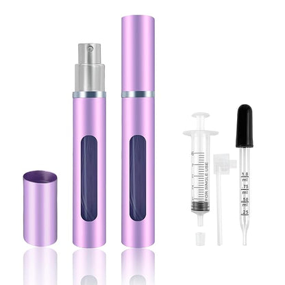 2 Pack Refillable Mini Perfume Atomizer Bottle，Portable Separate Bottles，Travel and Outings Spray Boxes Dispensers 5ml/0.2oz (Purple)