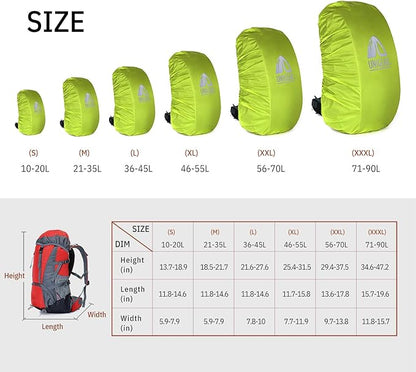 Unigear Backpack Rain Cover Waterproof Rating 5000mm Ultraportable and Durable with 2 Anti-Slip Buckle Strap, Integrated Carry Pouch Design (Green, X-Large)