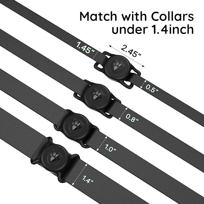 for AirTag Dog Collar Holder, Dog Air Tag Holder, IP68-Waterproof | Lightweight Silicone | Anti-Lost | Ultra-Durable | Compatible with Apple AirTags (Black)