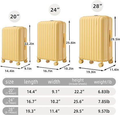 3 Luggage Sets, ABS Hardshell Suitcases Spinner Wheel with Combination Lock