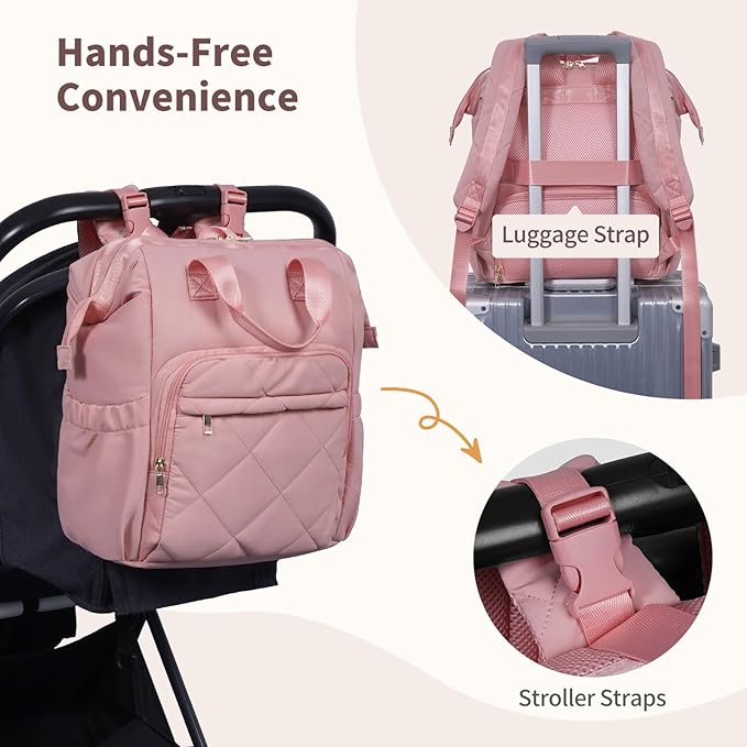CEI-CEI Diaper Bag Backpack for Mom and Dad, Puffer Baby Bag Backpack with Insulated Pocket, Water-Resistant, Unisex Travel Backpack with Changing Pad & Stroller Straps