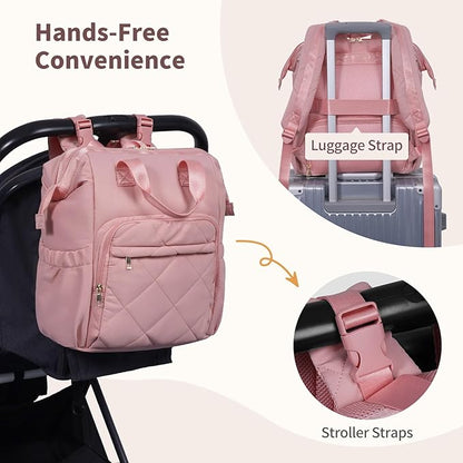 CEI-CEI Diaper Bag Backpack for Mom and Dad, Puffer Baby Bag Backpack with Insulated Pocket, Water-Resistant, Unisex Travel Backpack with Changing Pad & Stroller Straps