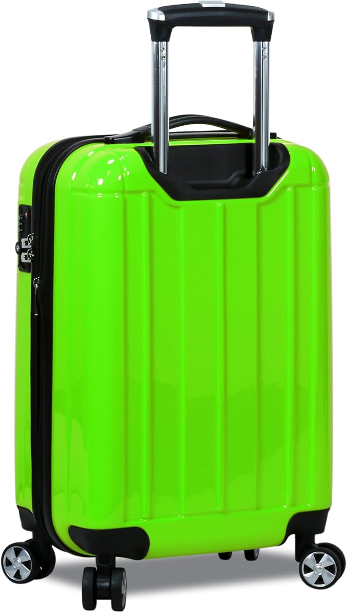 World Traveler Contour 28-Inch Polycarbonate Hardside Expandable Spinner Checked Luggage with TSA Lock - Apple Green