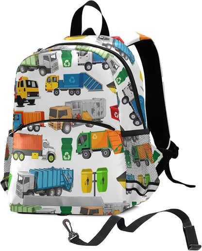 Garbage Trucks Cute Kid's Toddler Backpack for Boys Girls Preschool Nursery with Safety Leash (031117) 10.9 X5.9 X 12.9inch