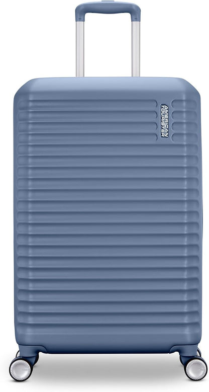 American Tourister Stratum 3.0 Medium 24-Inch Spinner, Airline Approved, Durable Hardside Luggage, Expands 1.5", RightHeight™ Adjustable Handle, Elemental Blue