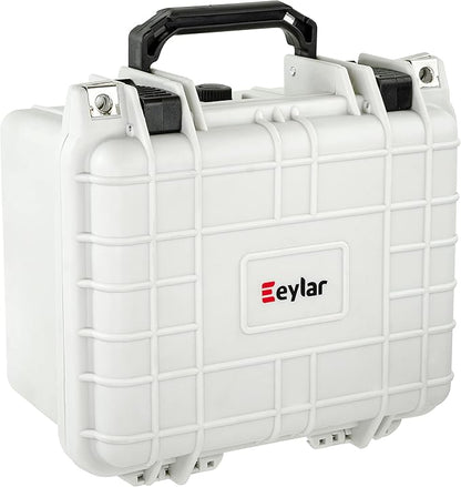 Eylar Small 10.62" Deep Gear, Equipment, Hard Camera Case Waterproof with Foam TSA Standards (White)