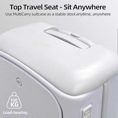 Hang Safe Checked Luggage 24 inch,PC Hard Shell Lightweight Zipperless Suitcases,360° Spinner Wheels,TSA Locks USB Charging Port,Top Travel Seat,Checked-Medium 80L White