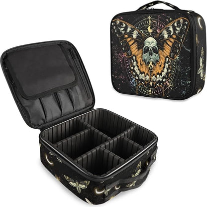 MNSRUU Women Makeup Bag Mysterious Skull Horoscope Death Moth Butterfly Makeup Bag Organizer Travel Cosmetic Bag for Teenage Girl Clear Make Up Bags with Zipper