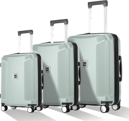Luggage Sets 3 Piece, Lightweight Expandable PC Hardside Durable Suitcases with Spinner Wheels & TSA Lock, 20/24/28 Inch, Light Green