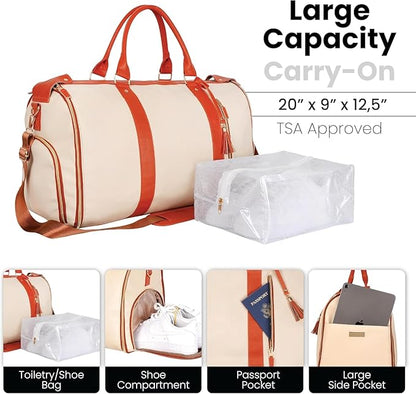 Luhxe Travel Convertible Carry On Garment Bag with Shoe Pouch & Detachable Shoulder Strap - Snow