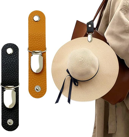 Hat Clip for Travel on Bag/Luggage, PU Leather Multifunctional Duckbill Clip, Outdoor Hat Companion