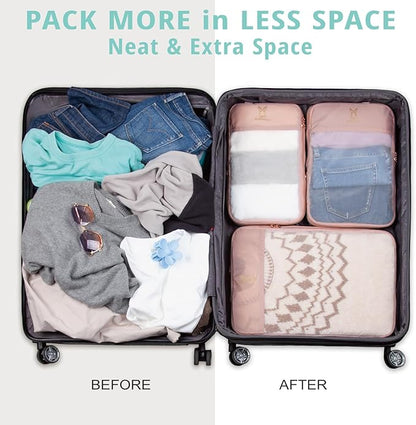 See Through Expandable Compression Packing Cubes, Mesh Travel Packing Cubes for Suitcases, Lightweight Organizers Bag Set for Travel Essentials for Luggage