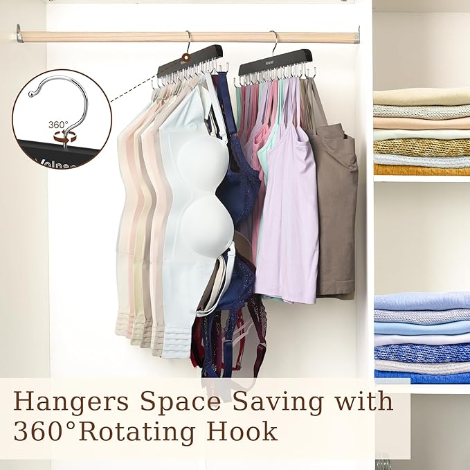 4 Pack Legging Organizer& Bra Hanger, 2 in 1 Space Saving Hangers Max 60 Leggings & Bras Capacity for Closet Organizers and Storage, Metal Yoga Pant Hanger& Foldable Wood Tank Top Organizer