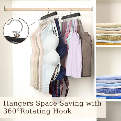 4 Pack Legging Organizer& Bra Hanger, 2 in 1 Space Saving Hangers Max 60 Leggings & Bras Capacity for Closet Organizers and Storage, Metal Yoga Pant Hanger& Foldable Wood Tank Top Organizer
