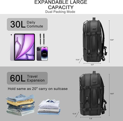 SOAEON Vacuum Backpack with Pump,Waterproof Underseat Carry on Bag with Vacuum Seal Compression Backpack for Airplane