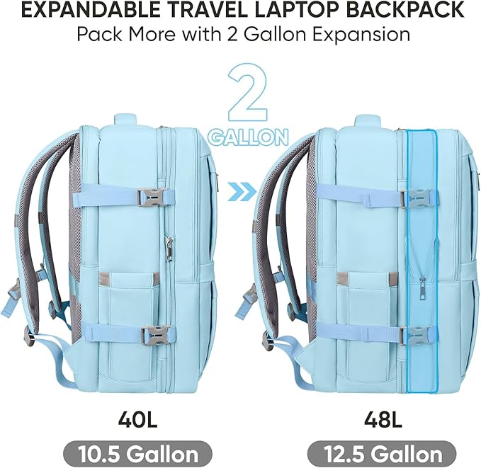 BALEINE Travel Backpack for Women Men, Large Sturdy Carry On Laptop Backpack Gifts for Business, Casual, Weekender, Hiking (XL, Light Blue)
