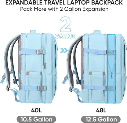 BALEINE Travel Backpack for Women Men, Large Sturdy Carry On Laptop Backpack Gifts for Business, Casual, Weekender, Hiking (XL, Light Blue)