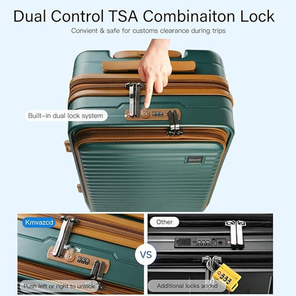 Carry On Luggage Airline Approved, 20 Inch Expandable PC Hardside Lightweight Suitcases with Spinner Wheels and TSA Lock (Dark Green, 20 Inch)
