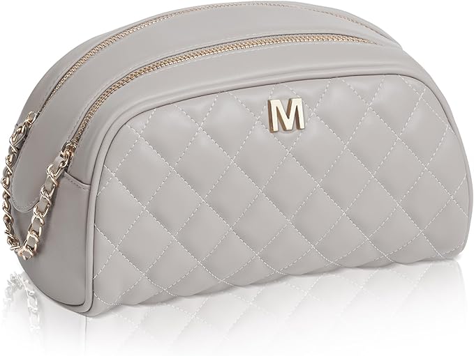 COSHAYSOO Personalized Toiletry Bags for Women Travel Leather Waterproof Makeup Skincare Bag Large, Monogrammed Initial Christmas Gifts for Woman Best Friend 30th 40th 50th Birthday Unique Letter M