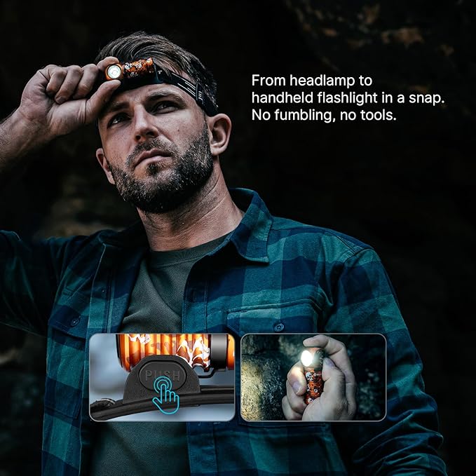 OLIGHT Perun 3 Mini Headlamp 1250 Lumens LED Head Flashlight,Rechargeable Headlight with Red Light Option,Perfect for Working, Hiking, Camping and Climbing (Cool White 5700K~6700K, Ghost Blaze)