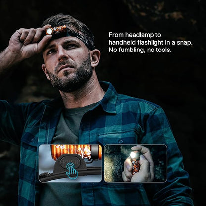 OLIGHT Perun 3 Mini Headlamp 1250 Lumens LED Head Flashlight,Rechargeable Headlight with Red Light Option,Perfect for Working, Hiking, Camping and Climbing (Cool White 5700K~6700K, Ghost Blaze)
