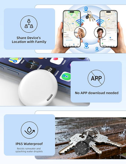 Air Tracker Tags 4 Pack, Bluetooth Tracker Smart Tag, Key Finder Locator with Sound Works with Apple Find My (iOS Only), Item Finders for Luggage Wallet Bags Suitcases, Waterproof Tracking Tags Device
