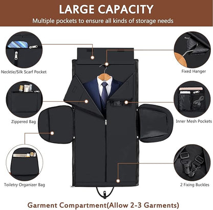 Garment Bag for Travel, Convertible Carry on Garment Duffel Bag for Men 3Pcs Weekender Bag 2 in 1 Hanging Suitcase Suit Bag