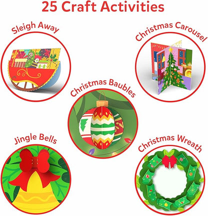 Skillmatics Scissor Skills Activity Book - Snip Snip Christmas, 25 Fun Cutting & Creative Activities for Preschoolers, 2 Child-Safe Scissors, Felt Craft Kit, Gifts for Kids Ages 3, 4, 5, 6, 7