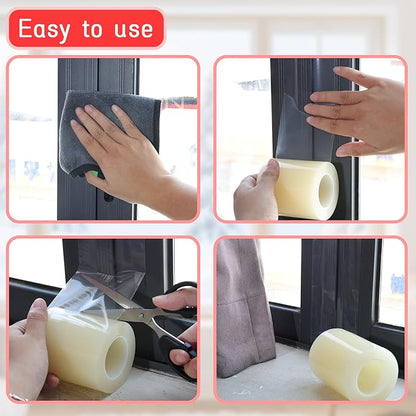 Birllaid Clear Window Weather Sealing Tape, Window Insulation Air Conditioner Seal Tape, 3 Inch x 65 FT Waterproof Blocker for Cold Heat Air, Windproof, No Residue Strong adheisve