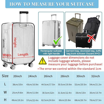 Yotako Clear PVC Suitcase Cover Protectors 30 Inch Luggage Cover Protectors for Wheeled Suitcase 30''