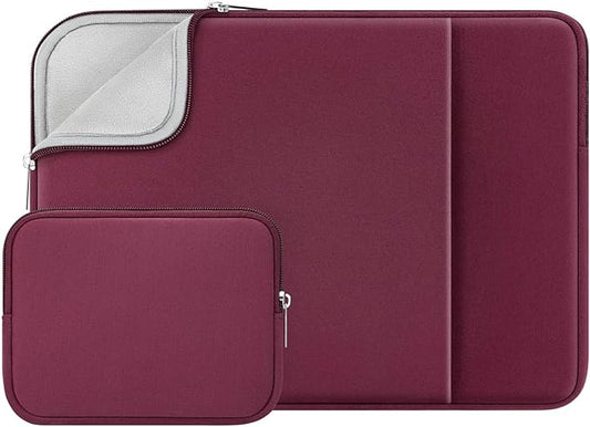 RAINYEAR Laptop Sleeve Case Compatible with 13.3 Inch Notebook Computer Chromebook 14" MacBook Pro/Max M1 M2 M3 M4 M5 Cover Soft Bag with Front Pocket & Accessories Pouch (Red, Upgraded Version)