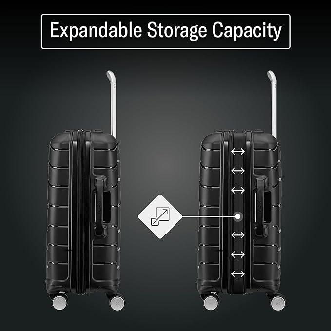 Samsonite Freeform Hardside Carry-On Luggage with Spinner Wheels - Hardshell Suitcase - TSA, Airline-Approved - Expandable Hard Shell, Smooth Rolling Wheels for Lightweight Travel - Light Grey