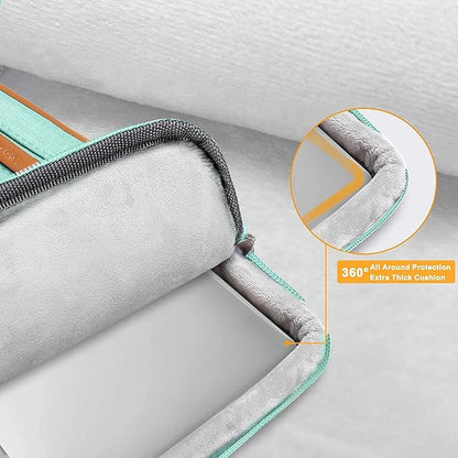 MOSISO 360 Protective Laptop Shoulder Bag,14 inch Computer Bag Compatible with HP Lenovo Dell ASUS Acer, HP, Dell Latitude, Lenovo,Side Open Messenger Bag with 4 Zipper Pockets&Handle, Aqua Green
