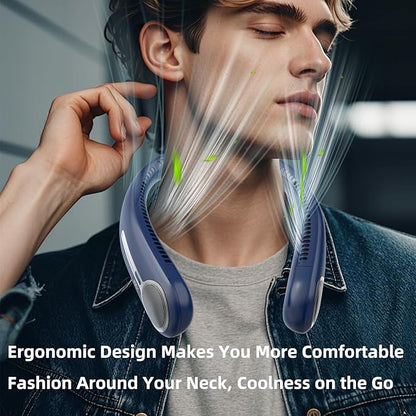 Portable Neck Fan,Hands Free Personal Wearable Bladeless Fan,6000mAh USB Rechargeable,360° Cooling,LED Display,4-Speeds,Birthday Gifts for Men Women Dad Mom,Stocking Stuffers Christmas Gifts (Blue)