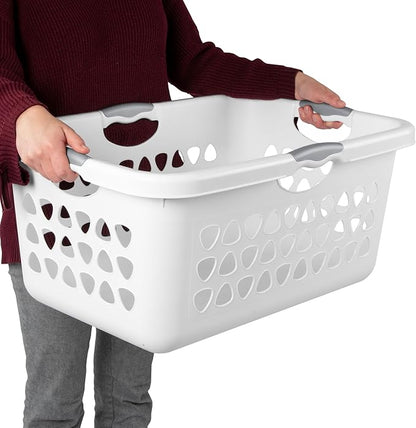 Sterilite 4 Pack Ultra Laundry Basket, Plastic Clothes Hamper, Large Rectangle Bin with 4 Comfort Grip Handles, 2 Bushel Capacity, White