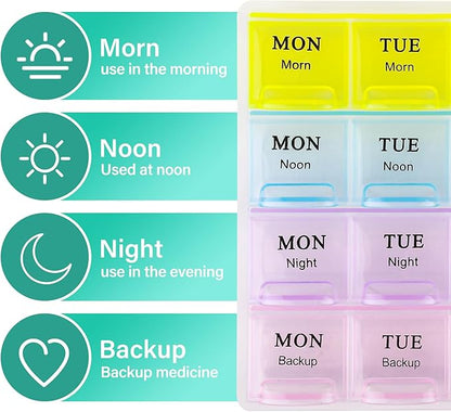 Large Weekly Pill Organizer 4 Times A Day, Medicine Cases,Moisture-Proof 7 Day Pill Box, Travel Pill Cases Portable for Pills Vitamin Fish Oil Supplements