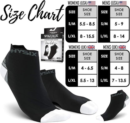 Physix Gear Short Compression Socks for Men & Women - Best Low Compression Socks Women & Men Ankle Socks with Arch Support