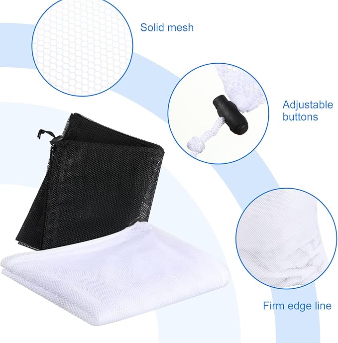 Berlune 30 Pack Large Mesh Laundry Bags, 24 x 36 Inch Bulk Wash Set with Drawstring for Commercial Use, Dorms, Vacation Rentals, Laundromats, Apartments & Facilities(Black, White)