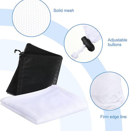 Berlune 30 Pack Large Mesh Laundry Bags, 24 x 36 Inch Bulk Wash Set with Drawstring for Commercial Use, Dorms, Vacation Rentals, Laundromats, Apartments & Facilities(Black, White)