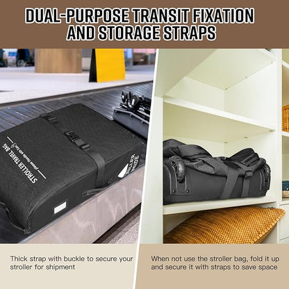 RAYMACE Padded Stroller Travel Bag for Airplane,Stroller Gate check bag with Wheels Fits UPPAbaby Vista V2,Cruz V2(Remove Rear Wheels), Travel Safe Protection Storage Bag, Patterned Design,Black